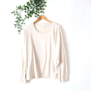 J by J.Crew Women's Cotton Teddie Sweater Crew Neck Beige XXL